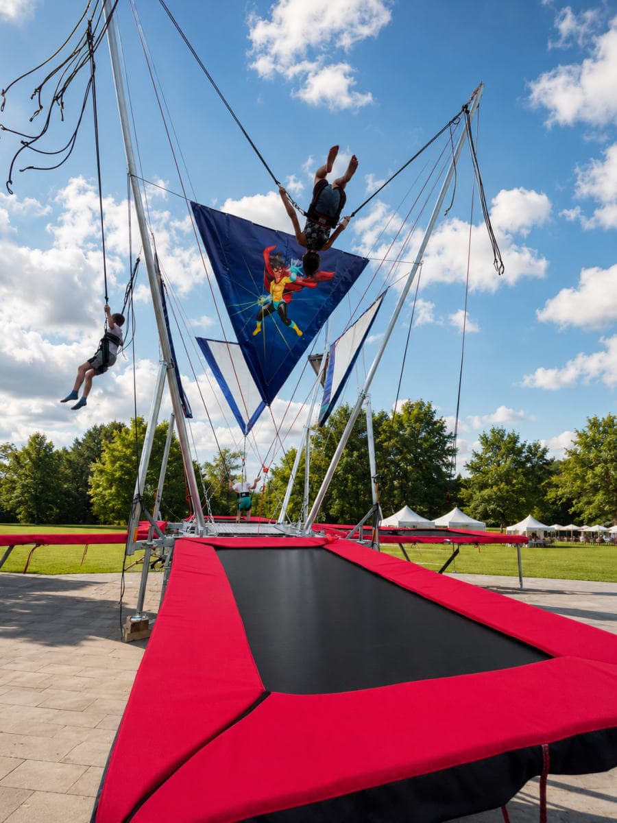 Eurojumper 4in1 Mobile – NEW 4-station bungee trampoline on trailer, TÜV / EN 13814